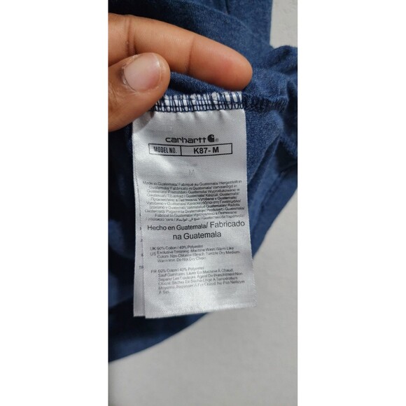 Carhartt Blue Pocket TShirt Men's K87-M One Point Logo In EUC - Picture 8 of 11